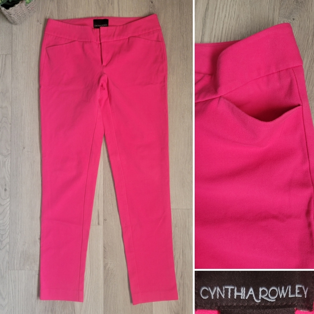 Cynthia Rowley Hot Pink Full-Length Straight Leg Trouser Pants, Women's Size 2